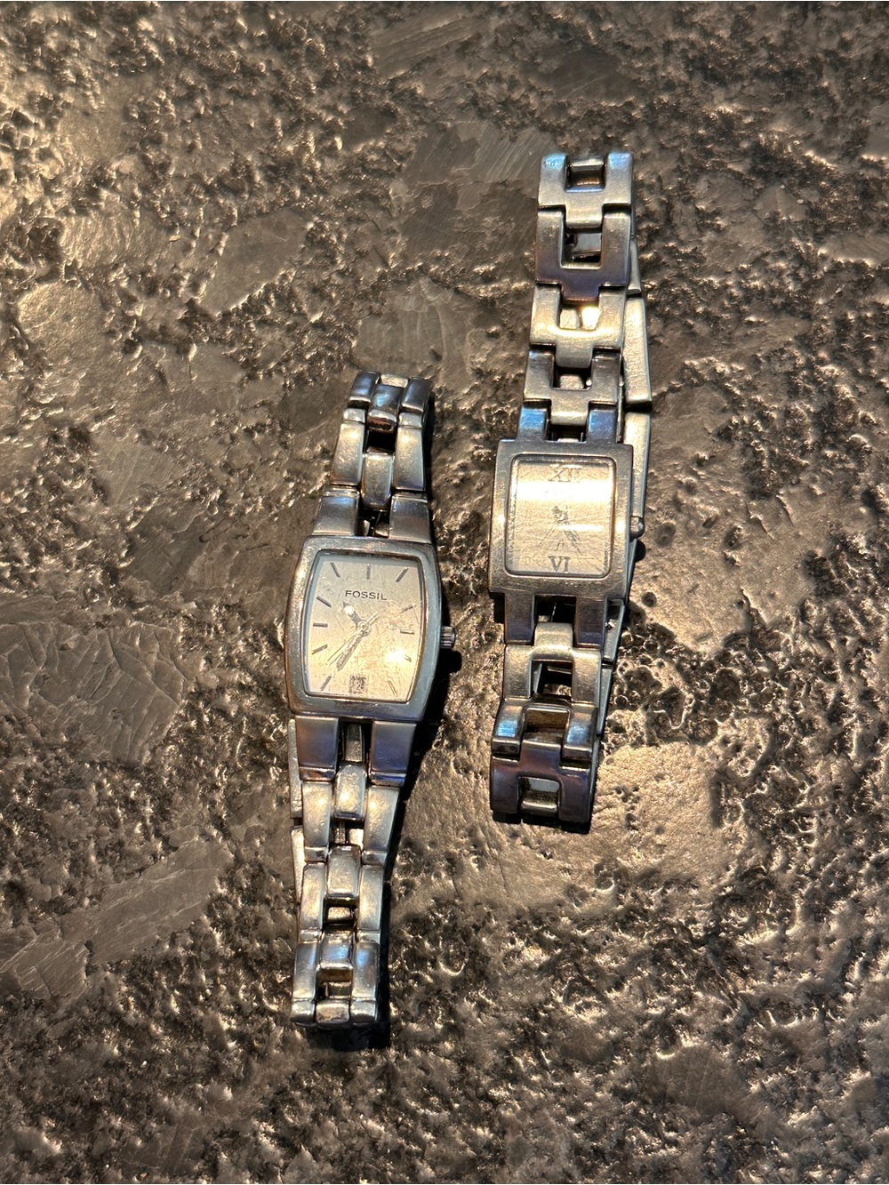 Fossil Silver-Tone Stainless Link Bracelet Watches (Pair)
